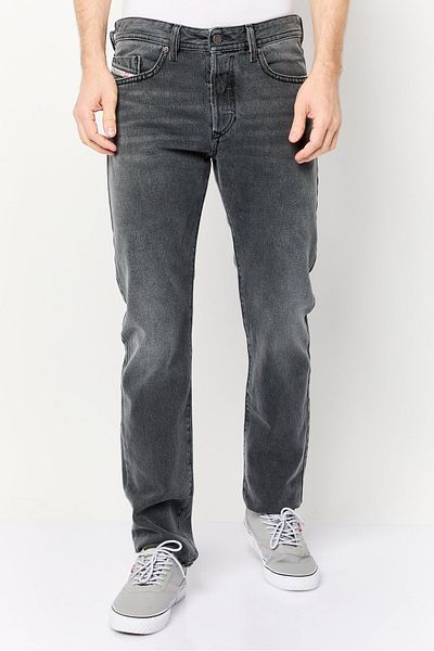 Diesel Men Regular Fit Washed Stretchable Jeans, Grey