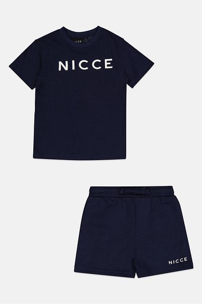 Nicce Toddlers Boy 2 Pieces Brand Logo Top And Short Set, Navy