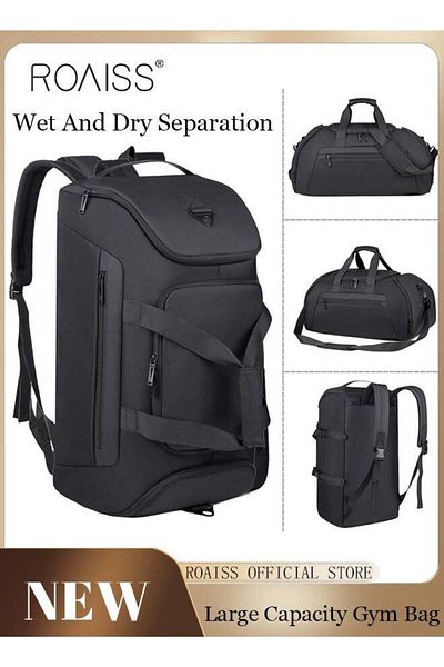 ROAISS Sports Backpack Travel Bag and Gym Bag Combo with Wet and Dry Separation
