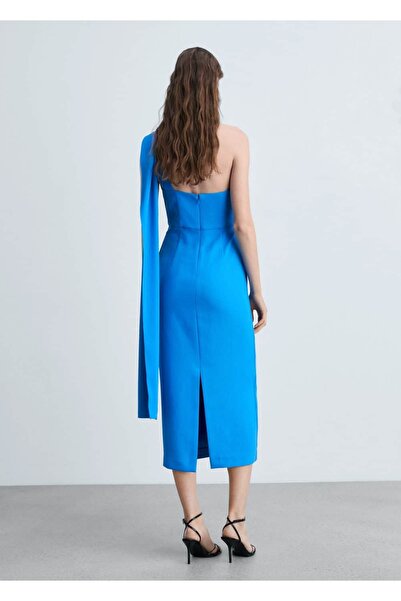MANGO Woman Asimetrik yaka midi elbise
