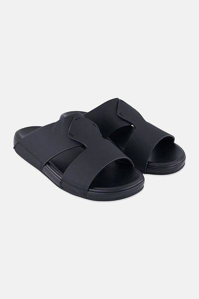 Algspar Men Slip On Arabic Sandals, Black