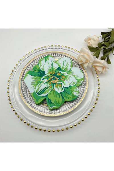 Choice مناديل ورقية مزخرفة مطبوعة عليها زهور ثلاثية الأبعاد، حافة مقطوعة على ...