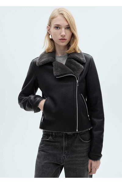 MANGO Woman Faux Fur Lined Jacket