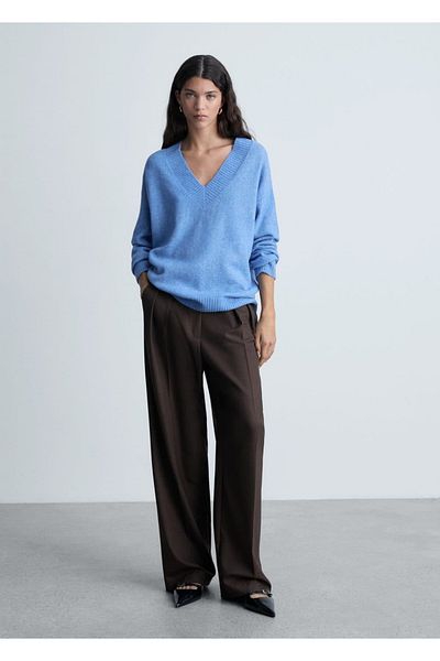 MANGO Woman Pulover supradimensionat cu guler ascutit