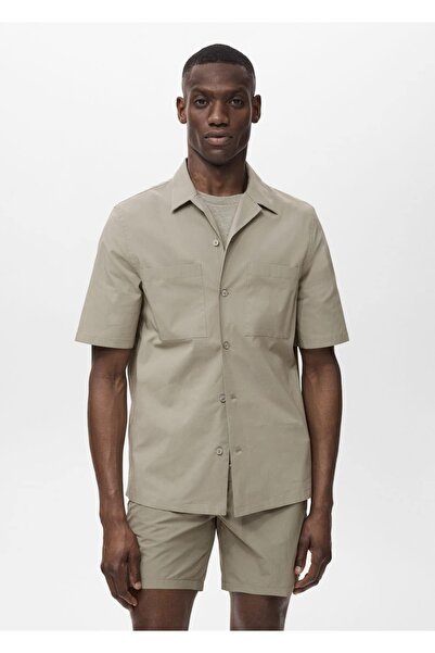 MANGO Man Cepli ve bowling yaka gömlek