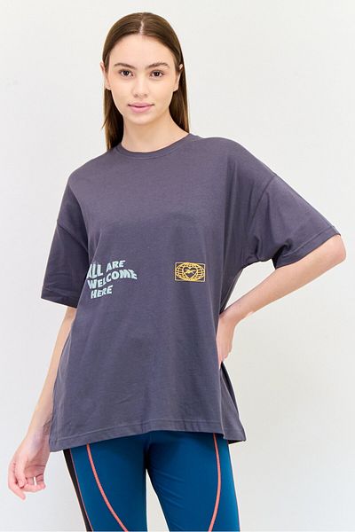 Reebok Women Sportswear Fit Graphic Print Outdoor T-Shirt, Dark Grey