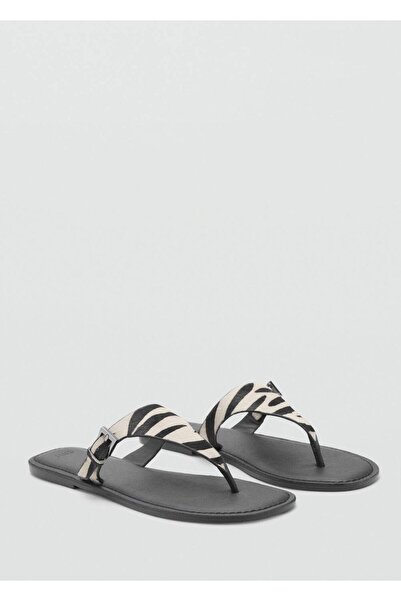 Mango Teen Animal Print Leather Sandals