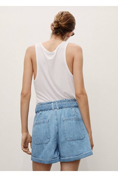 MANGO Woman Paperbag Kemerli Denim Şort