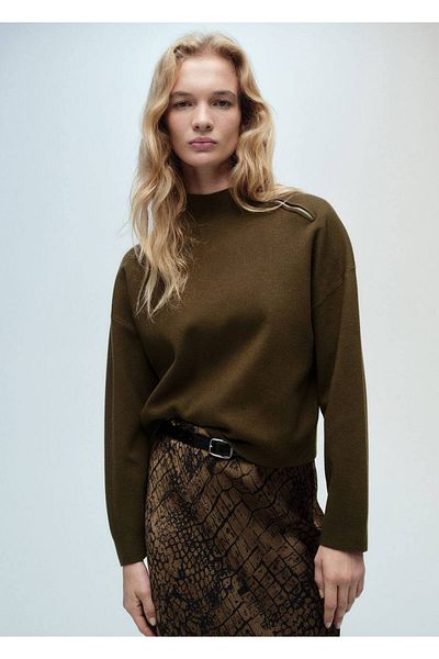 MANGO Woman Zippered perkins collar sweater