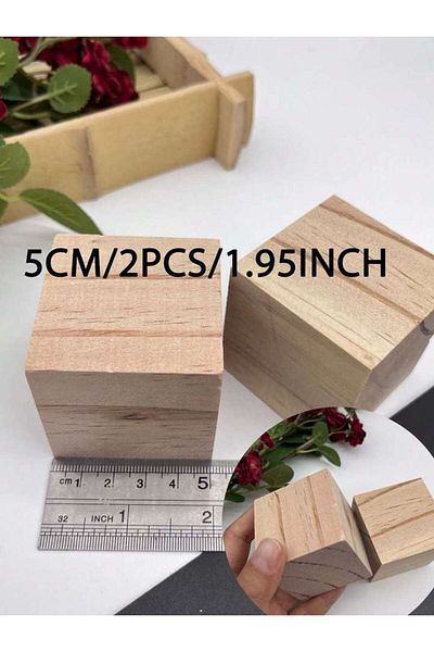 Choice 5cm 2pcs 5 Sizes Big/small Unfinished Wooden Blocks Wood Cubes For Diy Craft And Puzzle Making Home