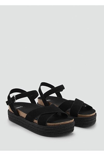 Mango Teen Leather Sandals with Platform