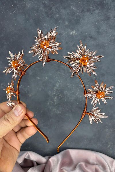 Hayalperest boncuk Star Stone Detailed Bridal Crown Henna Night and Hair Accessory for Wedding