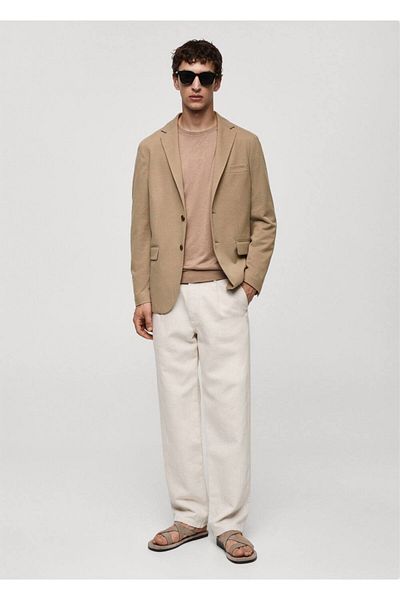 MANGO Man Slim-fitting mini woven blazer jacket
