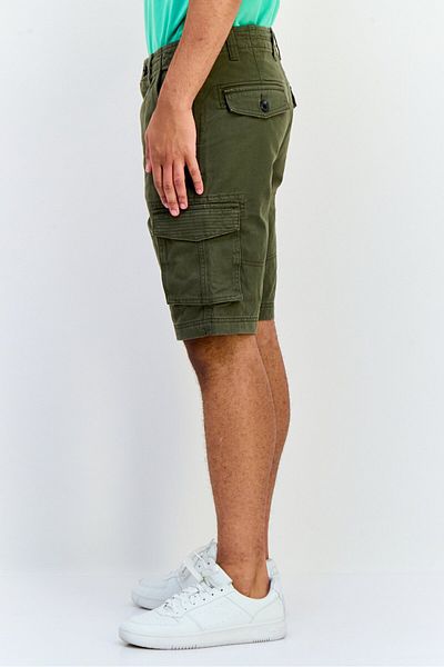 Threadbare Men Solid Cargo Shorts, Dark Olive