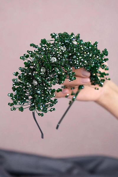 Hayalperest boncuk Bella Flower Motif Beaded Bridal Henna Crown