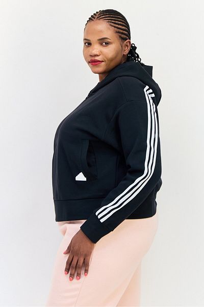 adidas Women Plus Size Long Sleeve Outdoor Full Zip Hoodie, Black