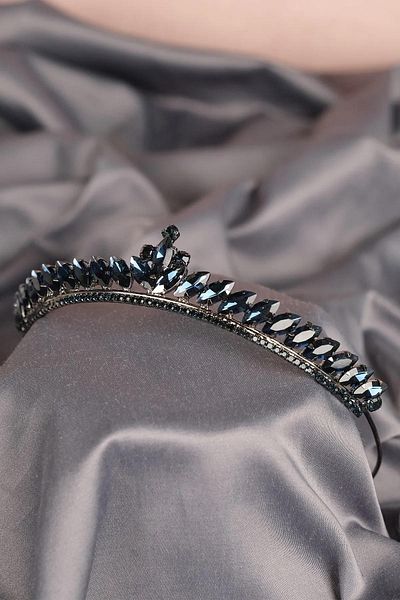 Hayalperest boncuk Navy Blue Thin Shuttle Stone Bridal Henna Crown