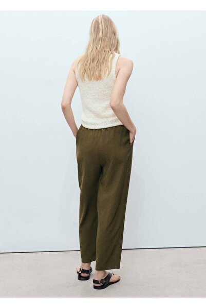 MANGO Woman Beli lastikli dökümlü pantolon