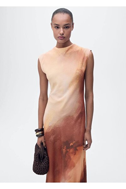 MANGO Woman Gölgeli uzun elbise