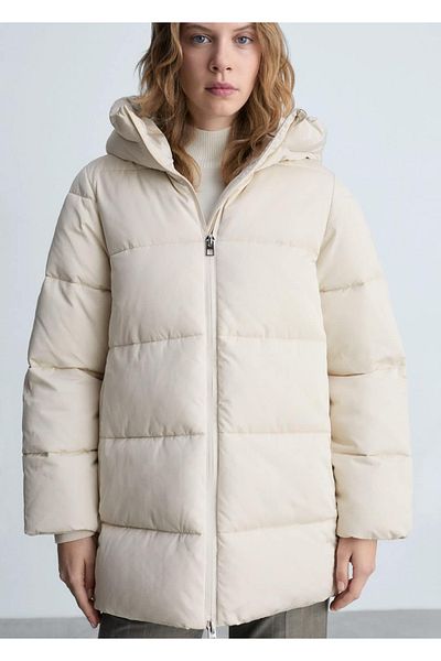 MANGO Woman Hooded Quilted Midi Anorak