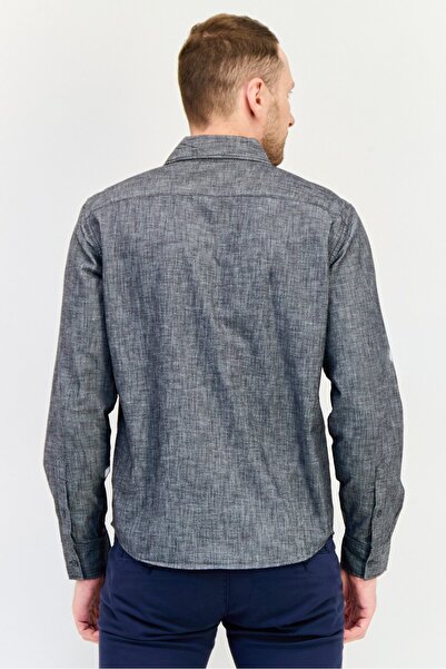 GAP Men Regular Fit Washed Long Sleeve Casual Shirt, Charcoal