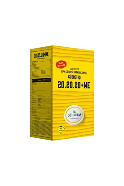 GÜBRETAŞ 20-20-20 Npk Gübresi 1 Kg, Azot, Fosfor, Potasyum Me, Orijinal Paket