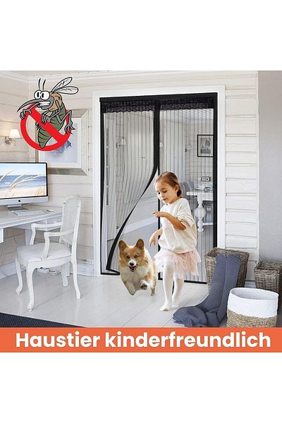 Saharaz 100X210cm Magic Mesh Magnetic Screen Door With Automatic Closure, Hook, for home ,Black
