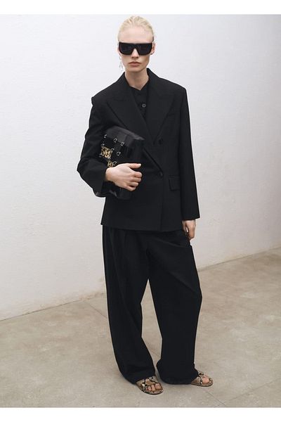 MANGO Woman Wideleg Wool Blend Trousers