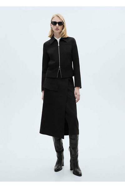 MANGO Woman Midi Skirt with Buckle Detail