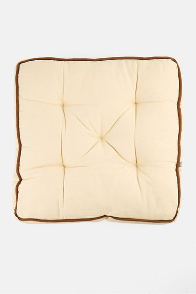 Muy Mucho Piping Contrast Floor Cushion, Cream