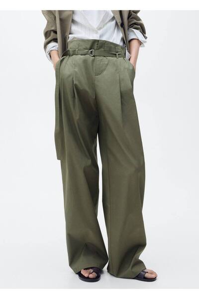 MANGO Woman Belted Wideleg Pants