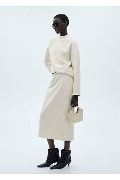 MANGO Woman Spódnica midi z boucle