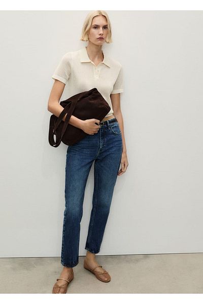 MANGO Woman Mom2000 Pantaloni Mom Jean cu talie înaltă