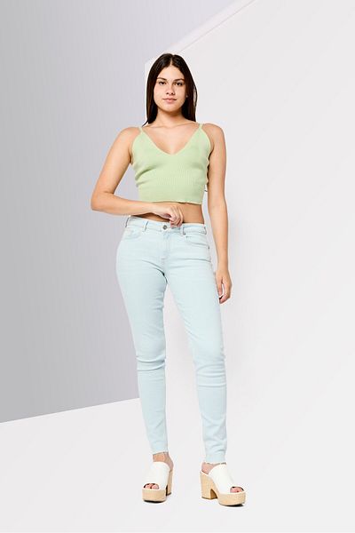 Scotch & Soda Women Skinny Fit Mid Rise Stretchable Jeans, Blue