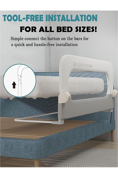 Yelajoy Baby Bed Rails Guard for Toddlers,U-Shape Design,Strong and Secure,for Full Size Bed,150cm