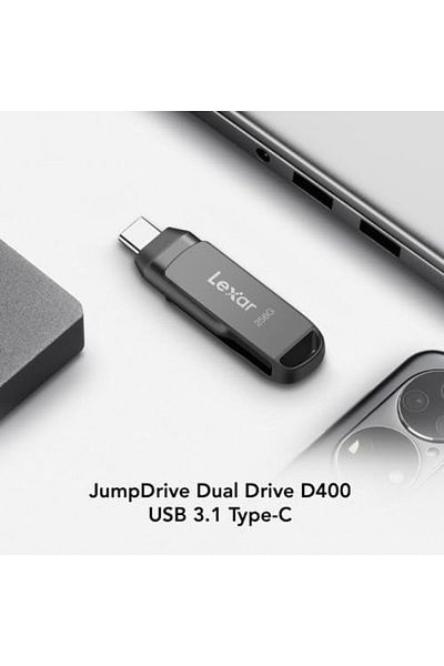 Lexar 256GB JumpDrive Dual Drive D400 USB 3.2 Type-C & Type-A Flash Drive