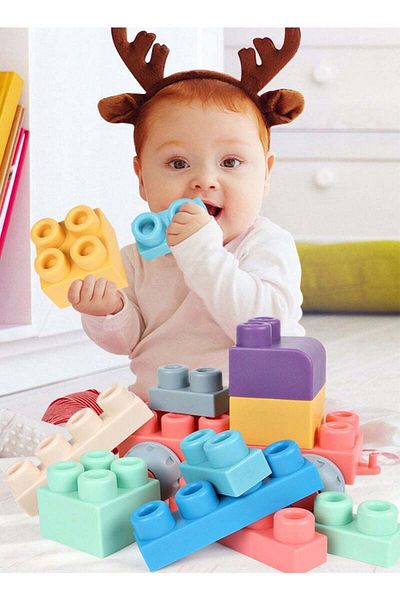 Yelajoy Building Block Sensory Toy Set, 50 Pieces, Soft Material, Smooth Edges, Suitable for Babies