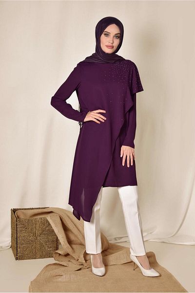 Alvina Asymetric Tunic with Stone Detail Volan 4990