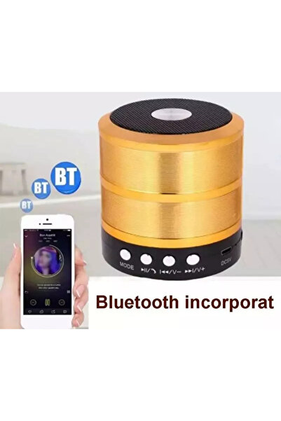 ABYZ Mini difuzor portabil, corp metalic, Bluetooth, card microSD. Radio, Aux, auriu.