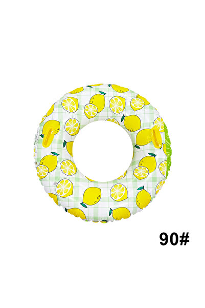 Choice 90 مع مقبض 1 قطعة طوق سباحة مطبوع عليه ليمون طوق تحت الإبط طوق عائم قابل للنفخ مصنوع من مادة البولي فينيل كلوريد السميكة
