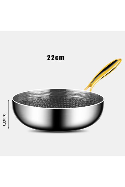 Choice 22cm 316 Stainless Steel Frying Pan Wok Non-stick Cooking Honeycomb Steak Gas Stove Pot Induction Ge