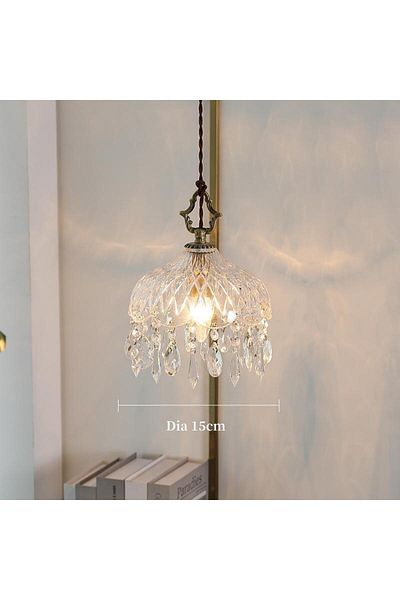 Choice Warm White Dia 15cm YEBMLP French Retro Glass Hanging Light Indoor LED Luxury Art Chandelier Bedroom