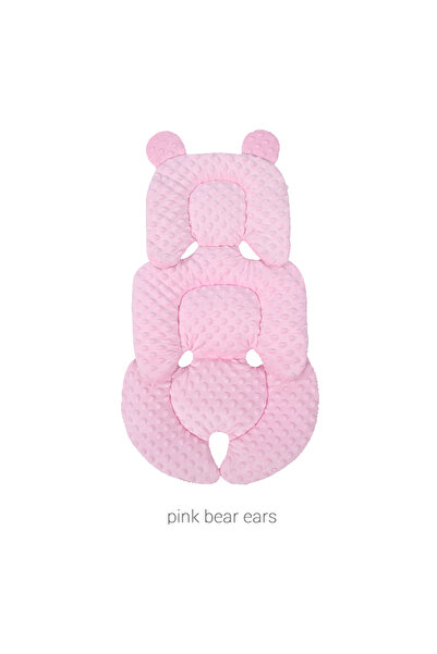 Choice وسادة عربة أطفال فور سيز بتصميم آذان دب وردية، وسادة مقعد السيارة للأط...