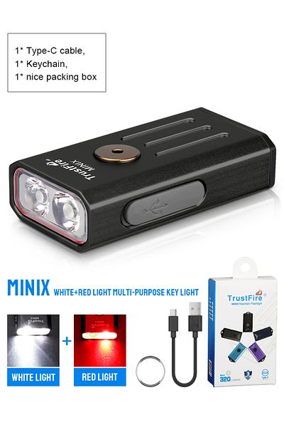 Choice Li-polymer Battery Black Wihte And Red Trustfire Minix Mini Edc Flashlight Keychain 320lm 365nm Uv L