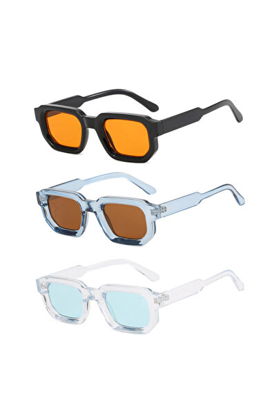 Choice MULTI set-1411 Men Vintage Rectangle Frame Sunglasses Fashion Retro Su...