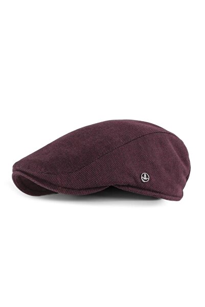 KAMBO WEAR Burgundy Woolen Cashmere Winter Fabric Cap Hat (Anti-Sweat Satin Quilted Stitched Lining)