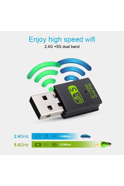 Choice 600Mbps USB WiFi Bluetooth Adapter Dual Band 2.4/ 5.8Ghz Wireless External Receiver RTL8821CU Wi-...