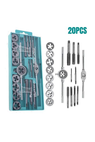 Choice 20pcs Multifunction Tap and Die Set 12/20Pcs M3-M12 Metric Screw Thread Plugs Hand Screw Taps Straig