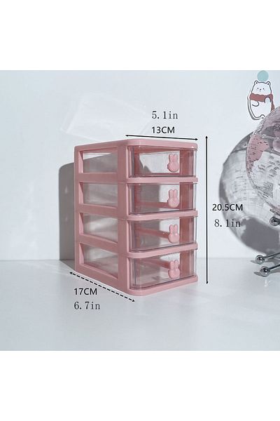Choice Four layers pink Multifunctional Desktop Storage Drawer Box with Pen Holder and Hair Accessories Sto