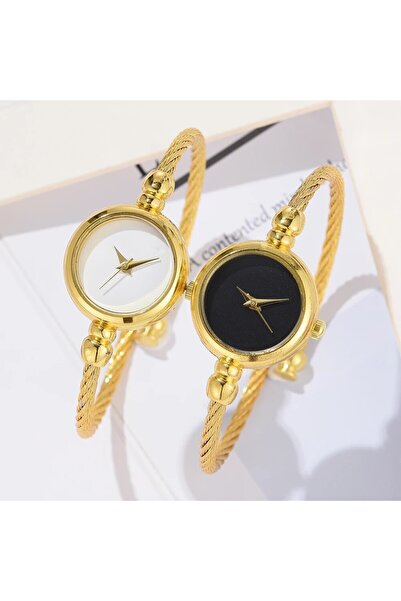 Choice XR5157-GD2 قطعتين ساعة نسائية فاخرة أنيقة بسوار ذهبي أنيق للنساء